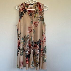 Umgee USA Floral-Print Sleeveless Tunic Dress Lined Size Medium